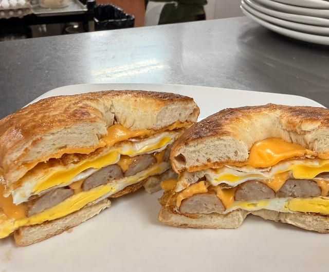 Meat, Egg & Cheese Sandwich.