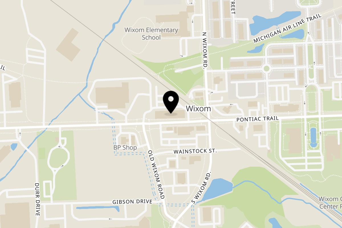 Map showing the location of Backyard Coney Island on 49378 Pontiac Trail in Wixom